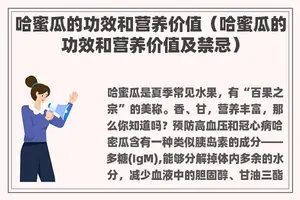 哈蜜瓜的功效和营养价值（哈蜜瓜的功效和营养价值及禁忌）