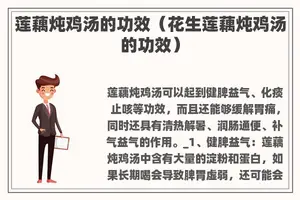 莲藕炖鸡汤的功效（花生莲藕炖鸡汤的功效）