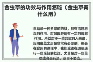 金虫草的功效与作用怎吃（金虫草有什么用）