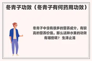 冬青子功效（冬青子有何药用功效）