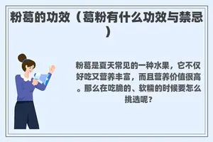 粉葛的功效（葛粉有什么功效与禁忌）