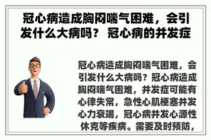 冠心病造成胸闷喘气困难，会引发什么大病吗？ 冠心病的并发症