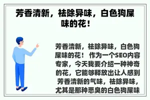 芳香清新，祛除异味，白色狗屎味的花！