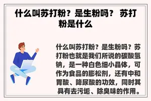 什么叫苏打粉？是生粉吗？ 苏打粉是什么