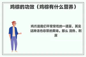 鸡棕的功效（鸡棕有什么营养）