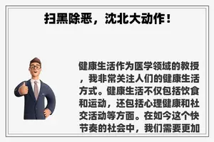 扫黑除恶，沈北大动作！