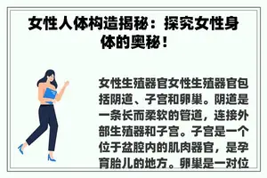 女性人体构造揭秘：探究女性身体的奥秘！