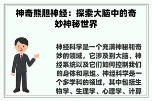 神奇熊胆神经：探索大脑中的奇妙神秘世界