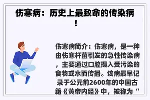 伤寒病：历史上最致命的传染病！