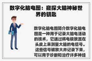 数字化脑电图：窥探大脑神秘世界的钥匙