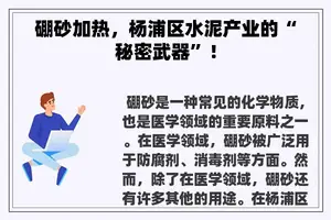 硼砂加热，杨浦区水泥产业的“秘密武器”！