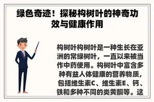 绿色奇迹！探秘构树叶的神奇功效与健康作用