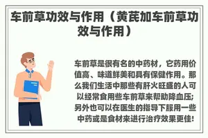 车前草功效与作用（黄芪加车前草功效与作用）