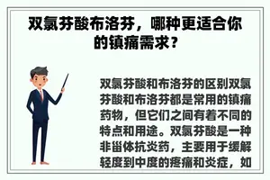 双氯芬酸布洛芬，哪种更适合你的镇痛需求？