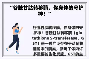 “谷胱甘肽转移酶，你身体的守护神！”