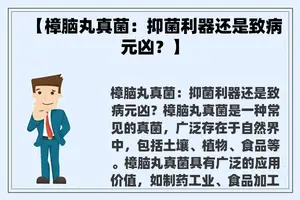 【樟脑丸真菌：抑菌利器还是致病元凶？】