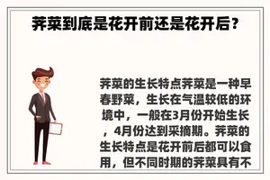 荠菜到底是花开前还是花开后？