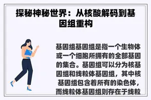 探秘神秘世界：从核酸解码到基因组重构
