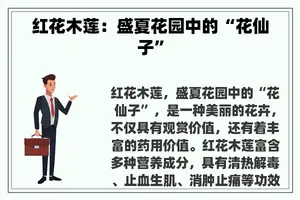 红花木莲：盛夏花园中的“花仙子”