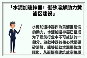 「水泥加速神器！硼砂溶解助力黄浦区建设」