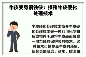 牛皮变身钢铁侠：探秘牛皮硬化处理技术
