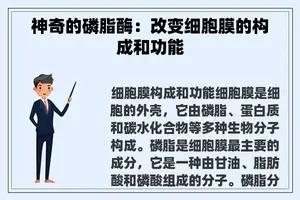 神奇的磷脂酶：改变细胞膜的构成和功能