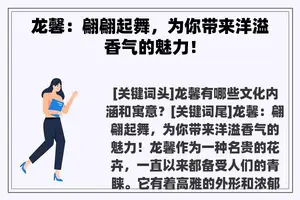 龙馨：翩翩起舞，为你带来洋溢香气的魅力！