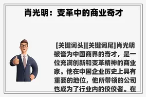 肖光明：变革中的商业奇才