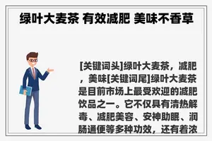 绿叶大麦茶 有效减肥 美味不香草