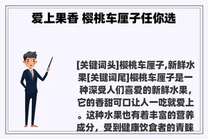 爱上果香 樱桃车厘子任你选