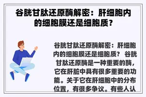 谷胱甘肽还原酶解密：肝细胞内的细胞膜还是细胞质？