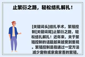 止繁衍之路，轻松结扎解扎！