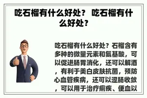 吃石榴有什么好处？ 吃石榴有什么好处？