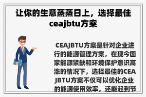 让你的生意蒸蒸日上，选择最佳ceajbtu方案