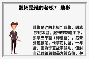 魏彬是谁的老板？ 魏彬