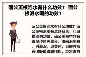 蒲公英根泡水有什么功效？ 蒲公根泡水喝的功效？