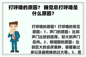 打呼噜的原因？ 睡觉总打呼噜是什么原因？