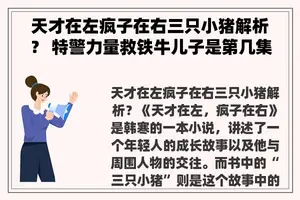 天才在左疯子在右三只小猪解析？ 特警力量救铁牛儿子是第几集？