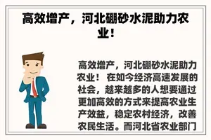 高效增产，河北硼砂水泥助力农业！