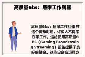 高质量Gbs：居家工作利器