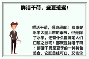 鲜活干荷，盛夏璀璨！