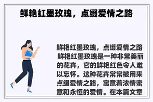 鲜艳红墨玫瑰，点缀爱情之路