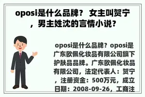 oposi是什么品牌？ 女主叫贺宁，男主姓沈的言情小说？