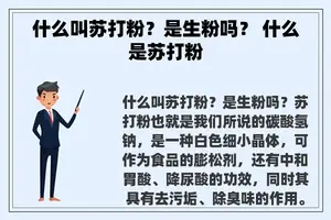 什么叫苏打粉？是生粉吗？ 什么是苏打粉
