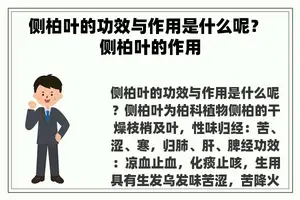 侧柏叶的功效与作用是什么呢？ 侧柏叶的作用