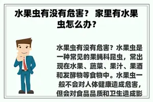 水果虫有没有危害？ 家里有水果虫怎么办？