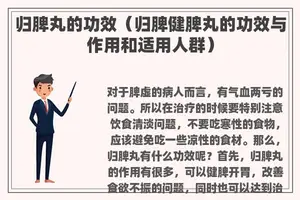 归脾丸的功效（归脾健脾丸的功效与作用和适用人群）