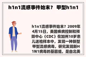 ****流感事件始末？ 甲型****