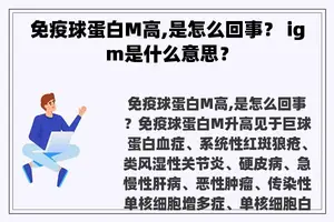 免疫球蛋白M高,是怎么回事？ igm是什么意思？