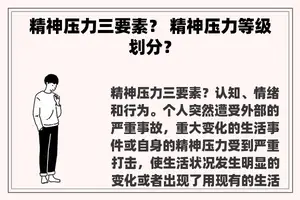 精神压力三要素？ 精神压力等级划分？